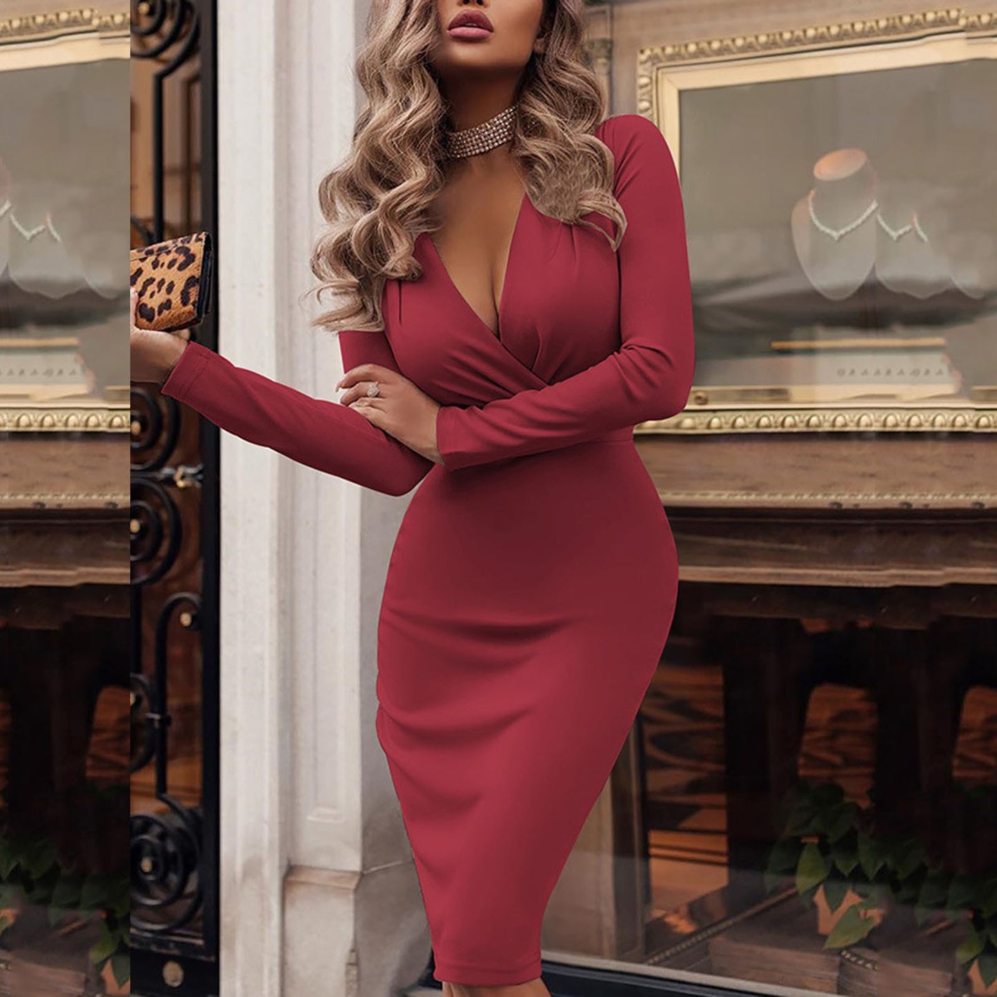 Viva Luxe Pleated Bodycon Dress