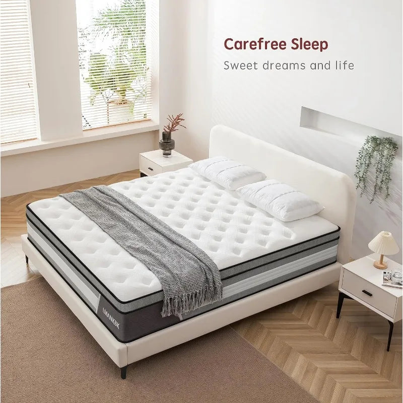LMANKBK Full SIze Mattress 12 Inch Hybrid Mattress in a Box with Gel Memory Foam