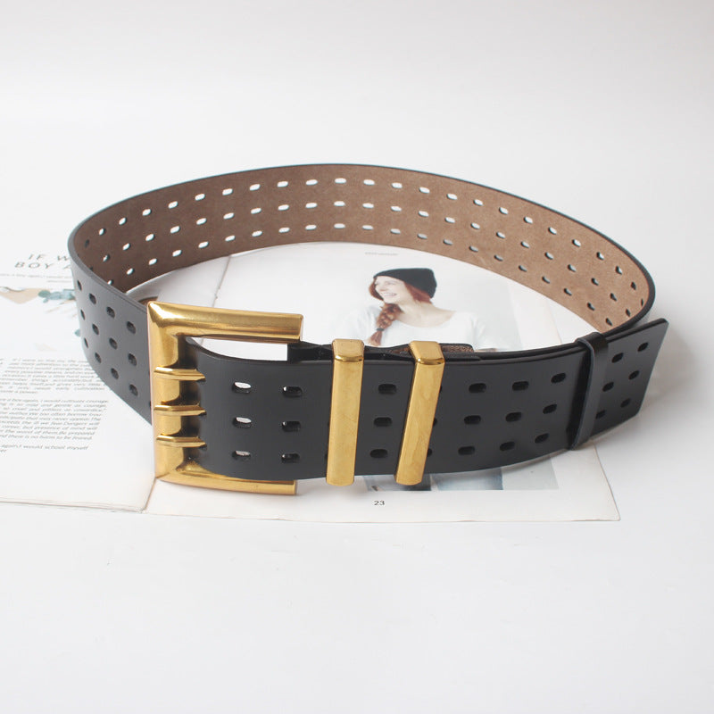 Three-pin Buckle Wide Belt