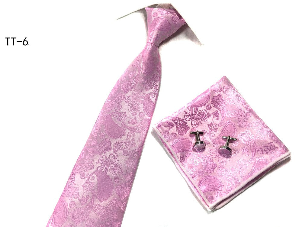 Three-piece Tie, Pocket Square, and Cufflink Set