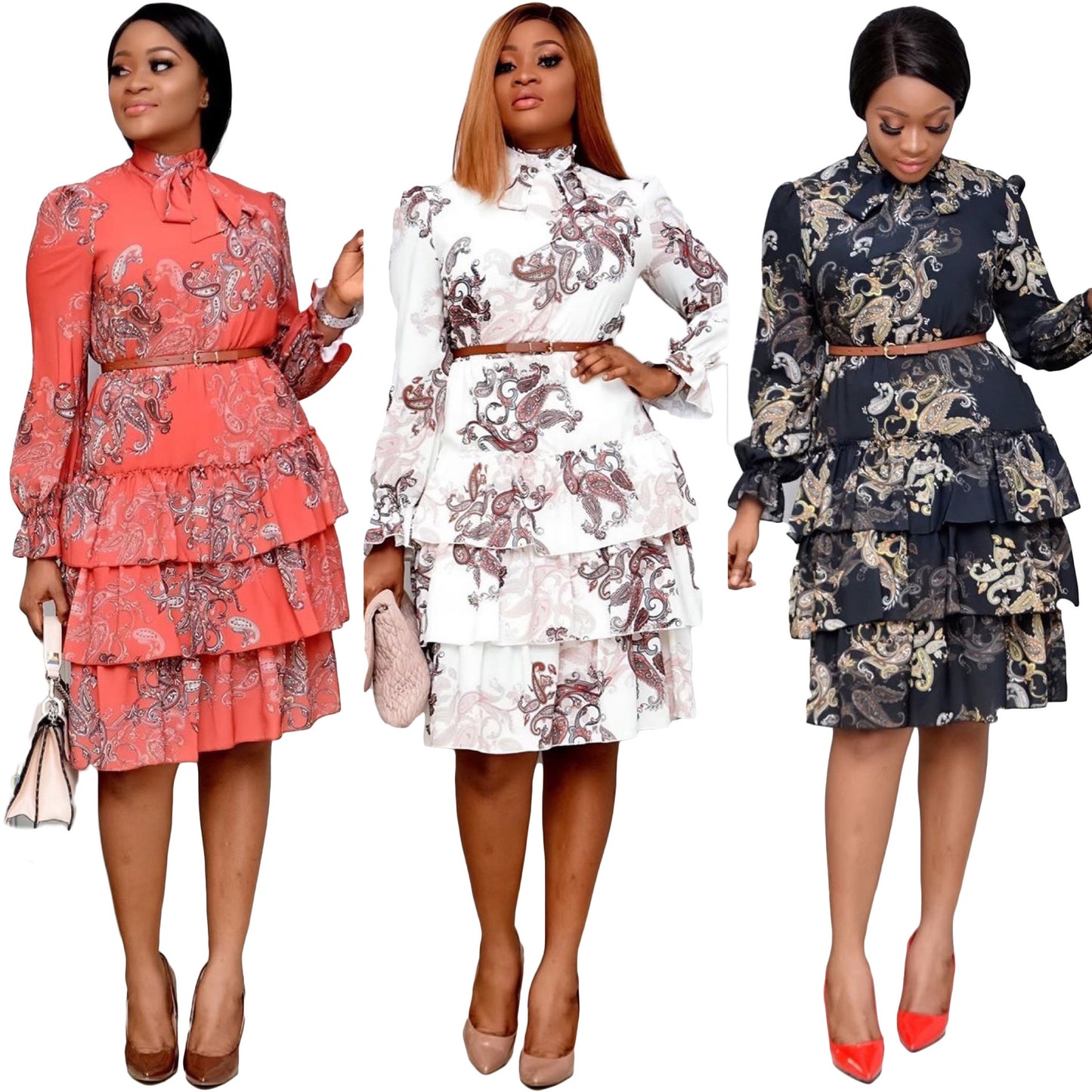 Ruby Ruffled Floral Mid Length Dress
