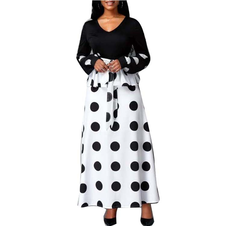 New Cross Border Dot Printed Long Dress