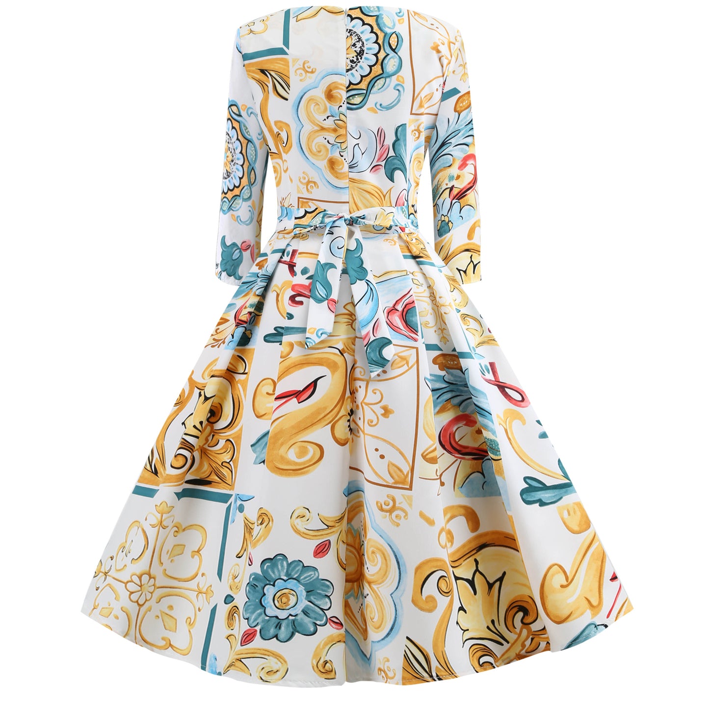 Vintage Cut Floral Print Evening Dress