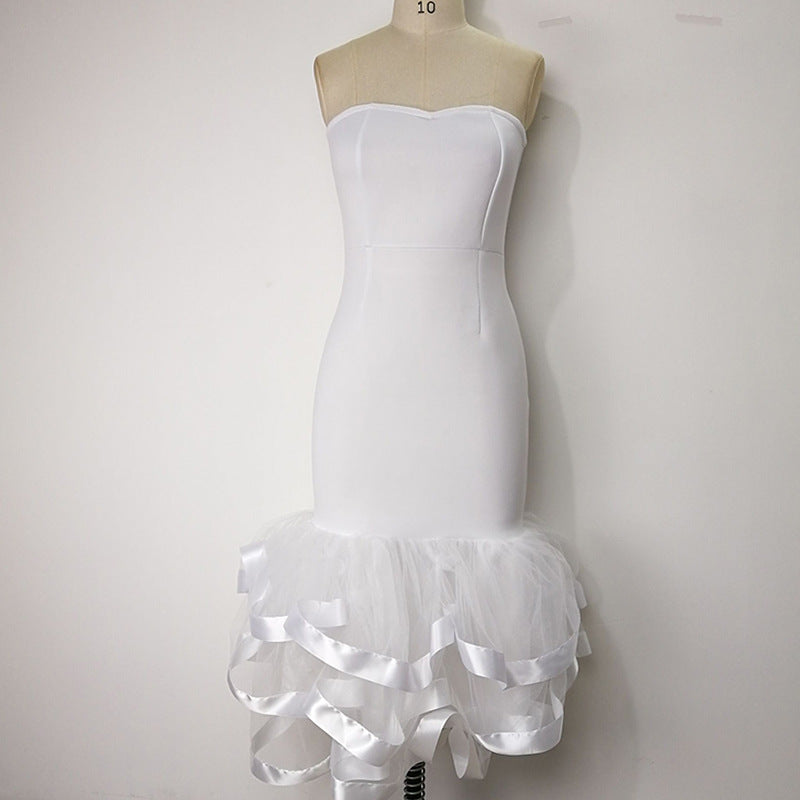 Puff Wrapped Evening Dress