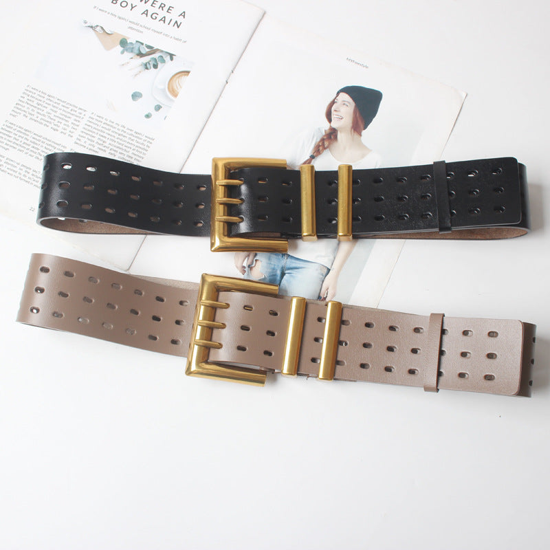 Three-pin Buckle Wide Belt