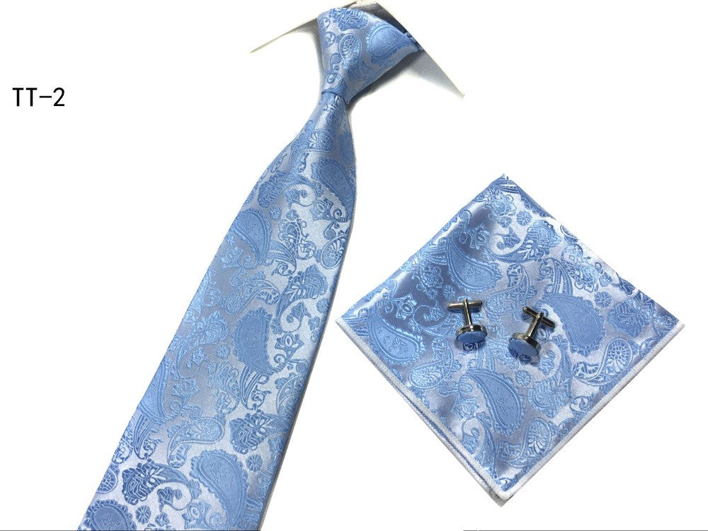 Three-piece Tie, Pocket Square, and Cufflink Set