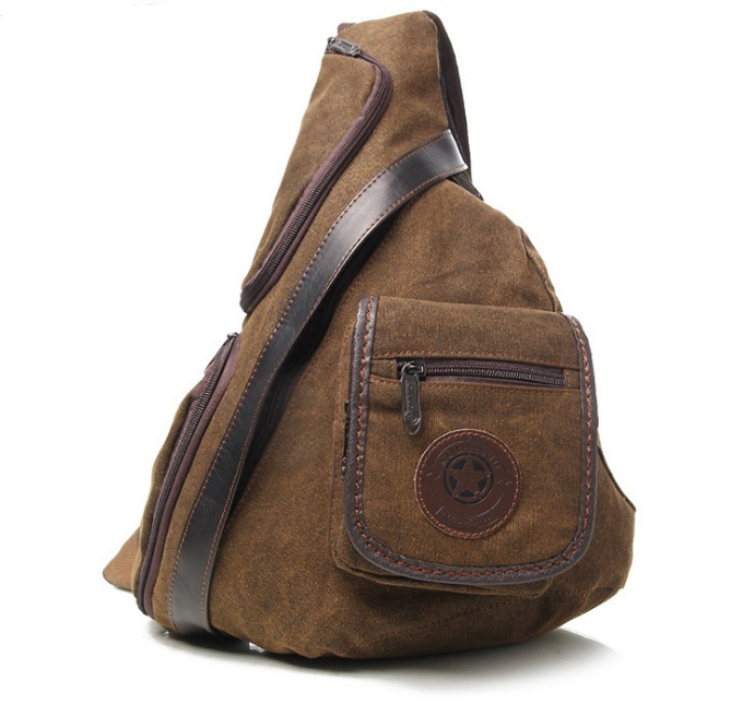 Men's Triangle Retro Wash Canvas Shoulder Bag