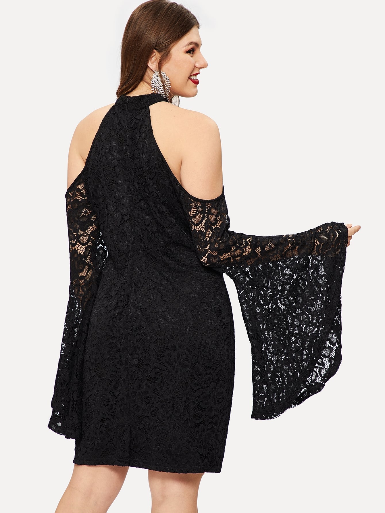 Lace Strapless Flared Dress
