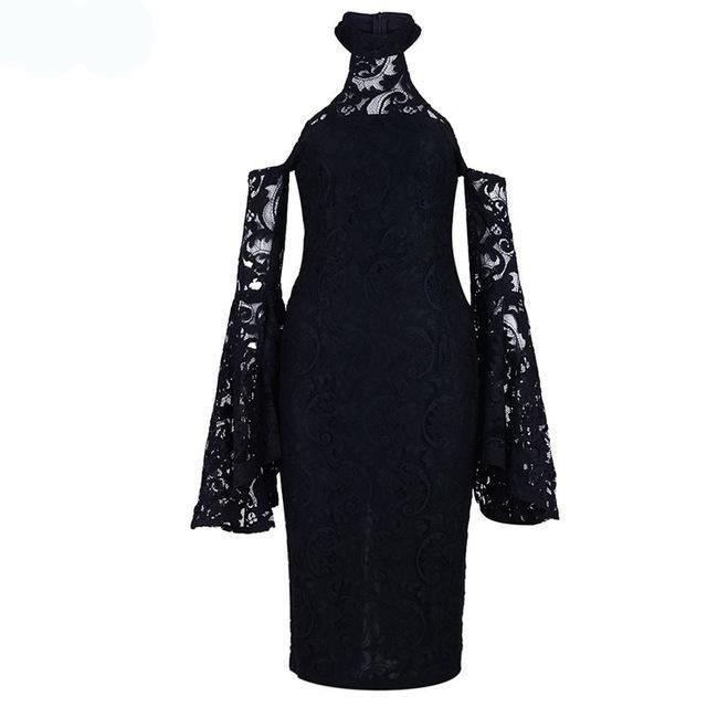 Lace Strapless Flared Dress