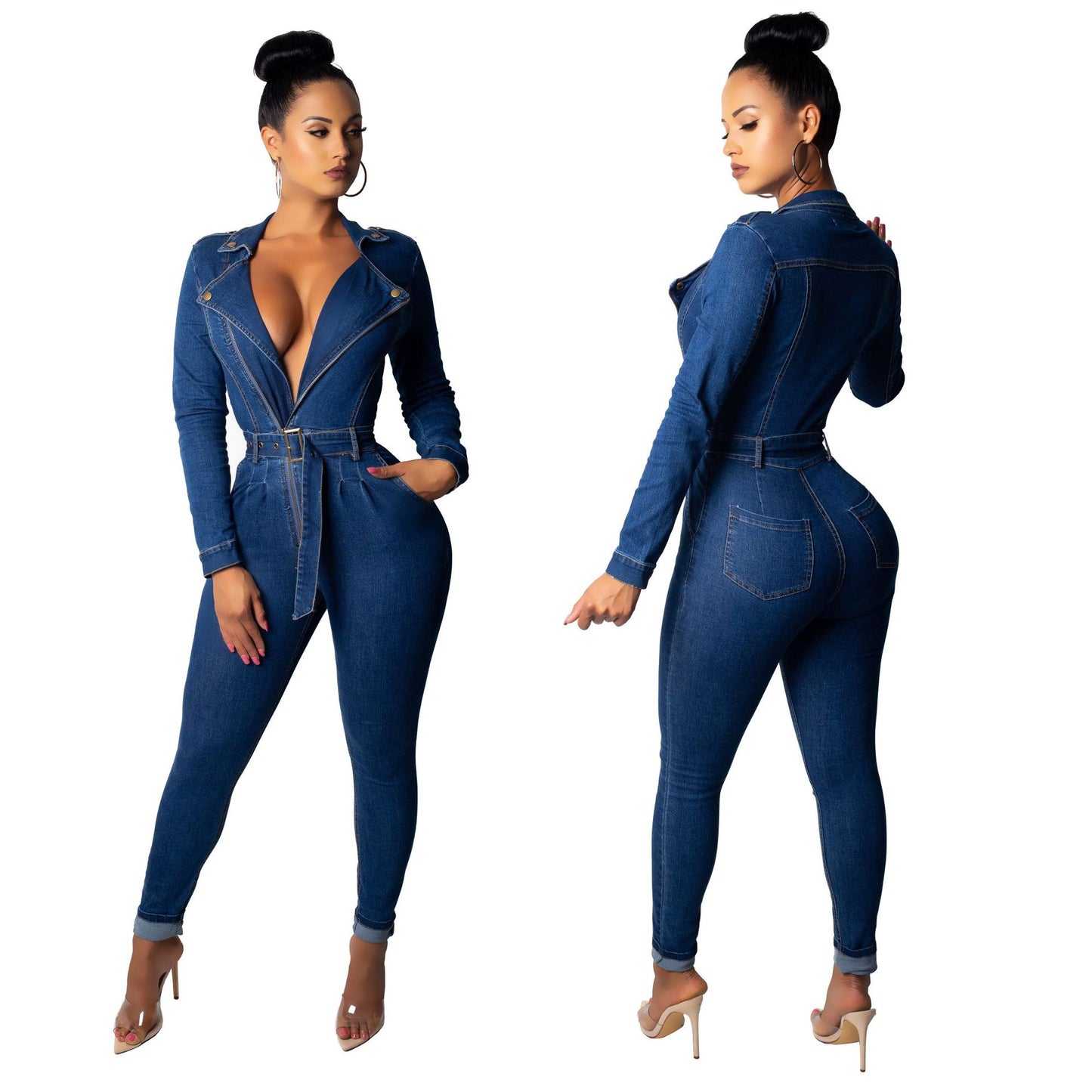 Women's Denim Fitted Jumpsuit