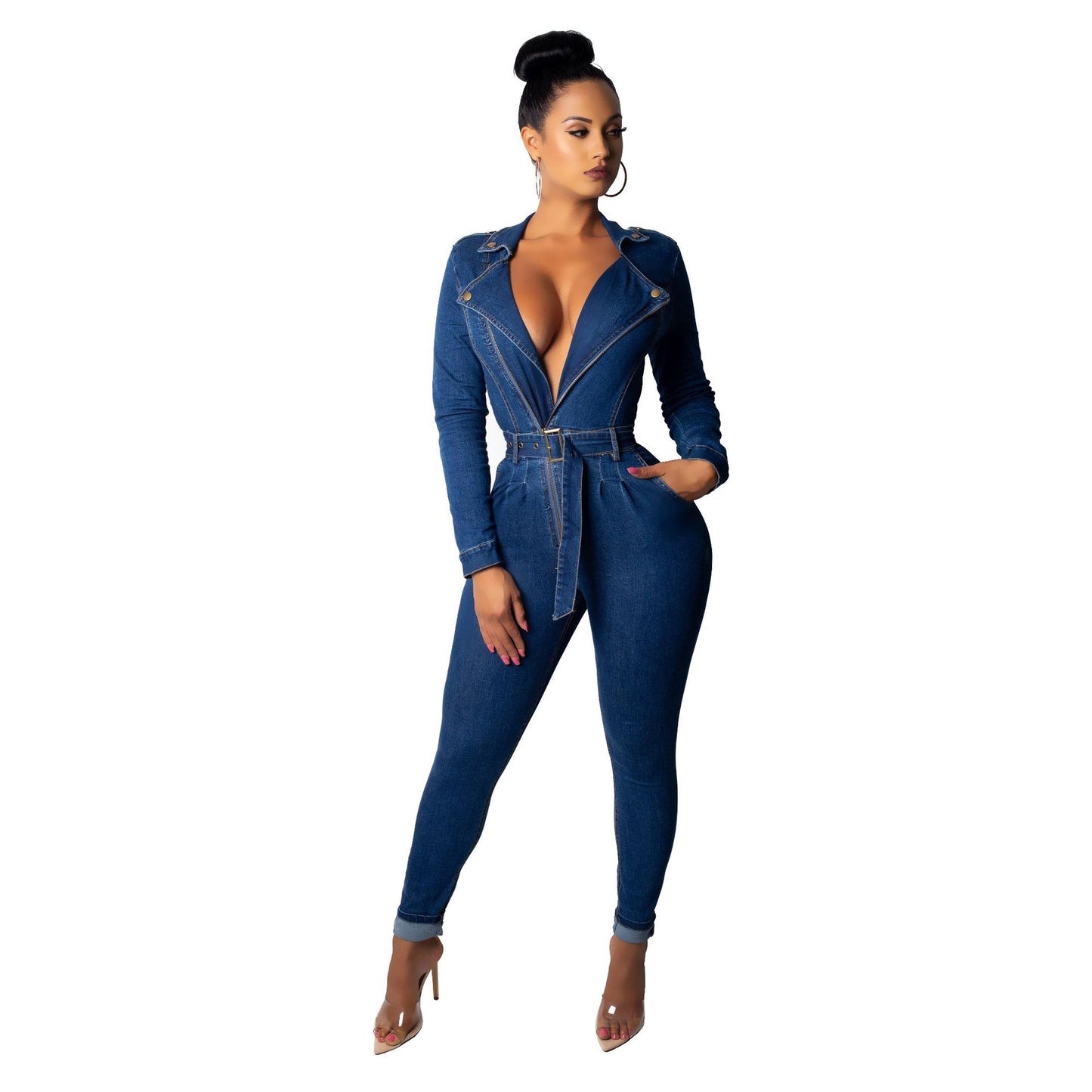 Women's Denim Fitted Jumpsuit