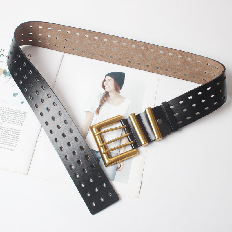 Three-pin Buckle Wide Belt