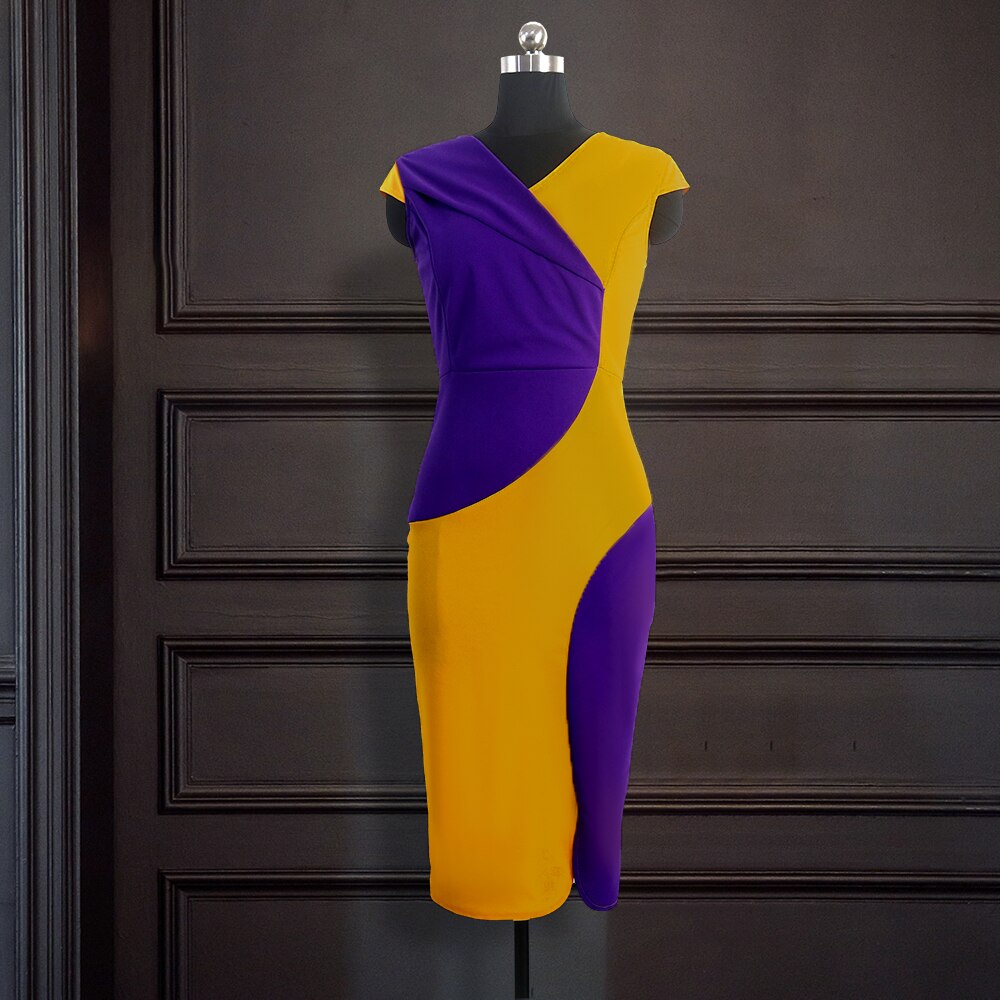 Sleeveless colorblock slim dress