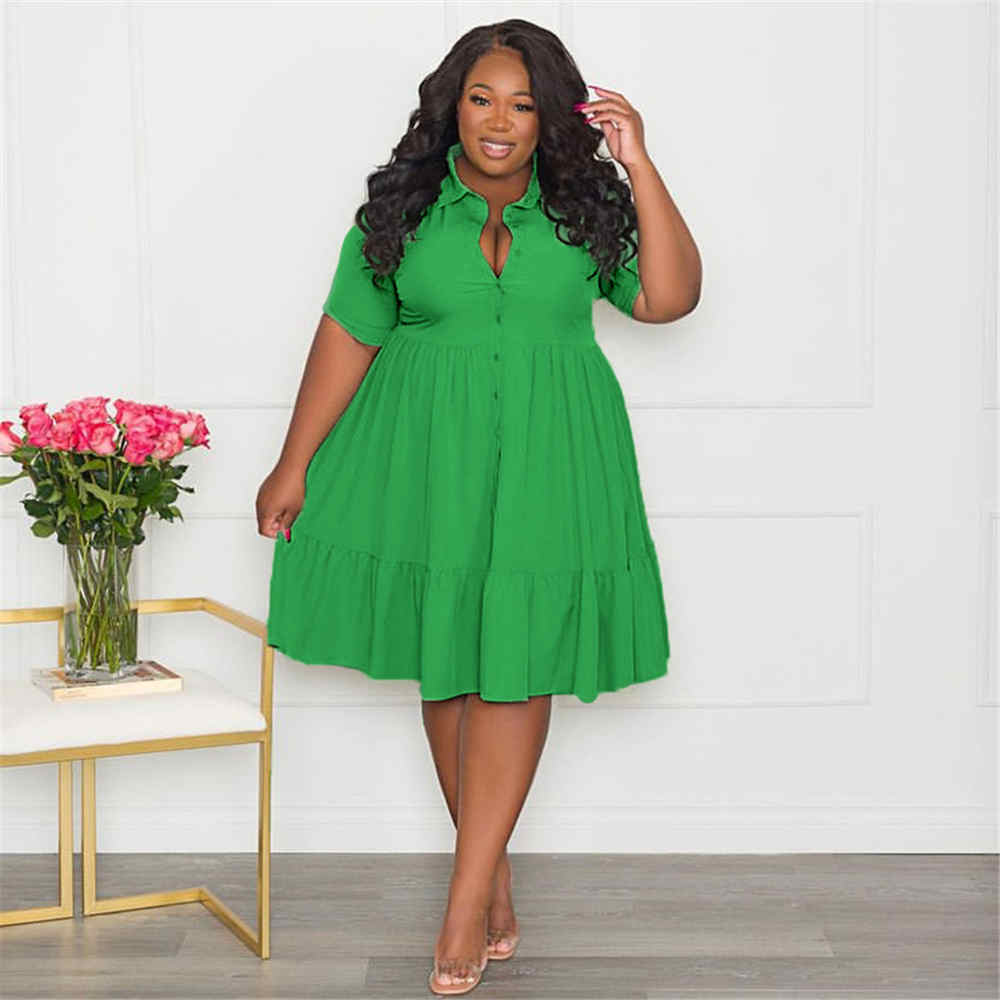 Wmstar Babydoll Solid Color Mini Dress