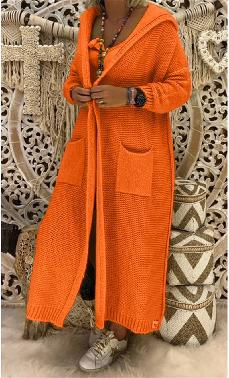 Long Knitted Autumn Hooded Cardigan