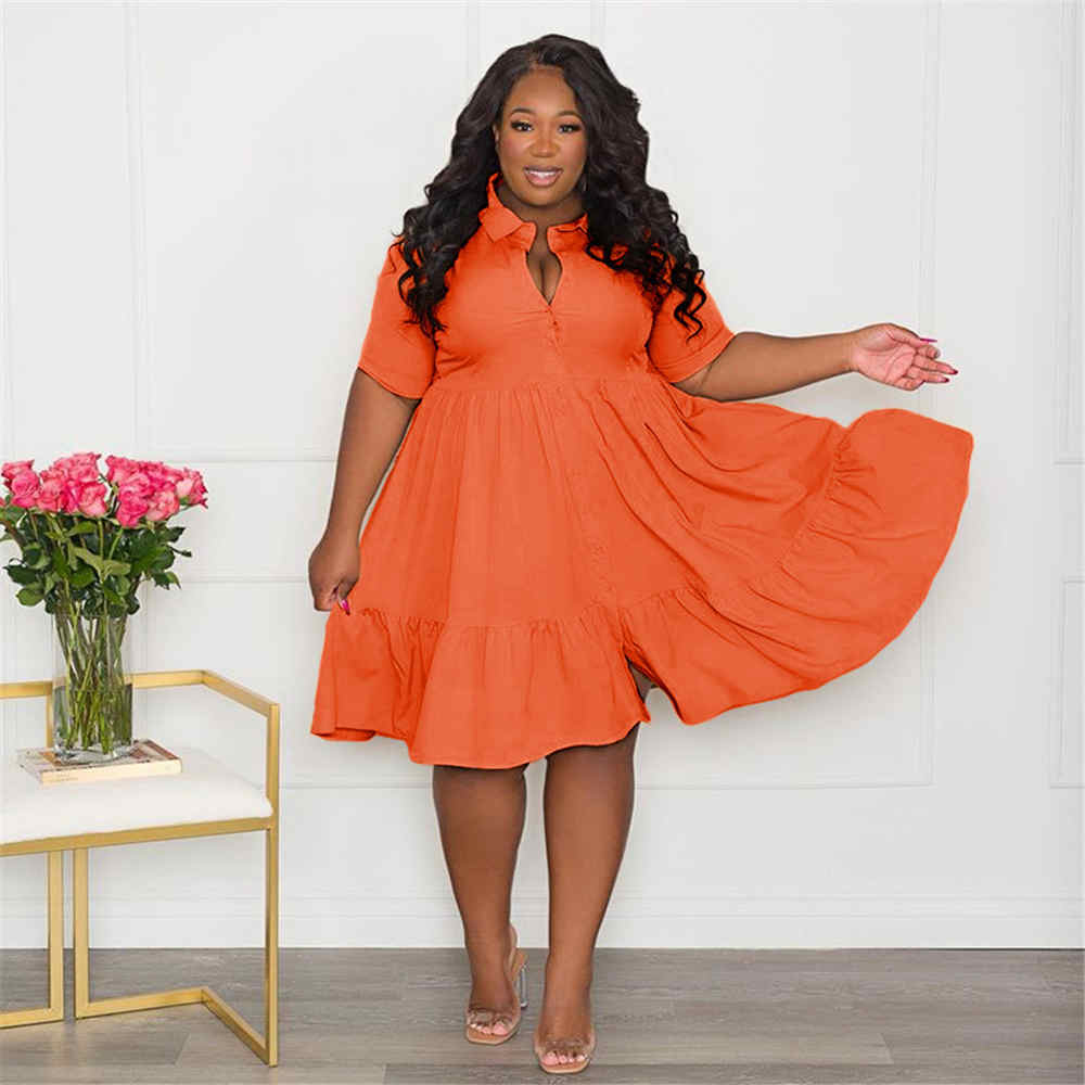 Wmstar Babydoll Solid Color Mini Dress