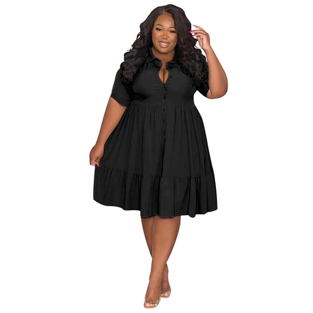 Wmstar Babydoll Solid Color Mini Dress
