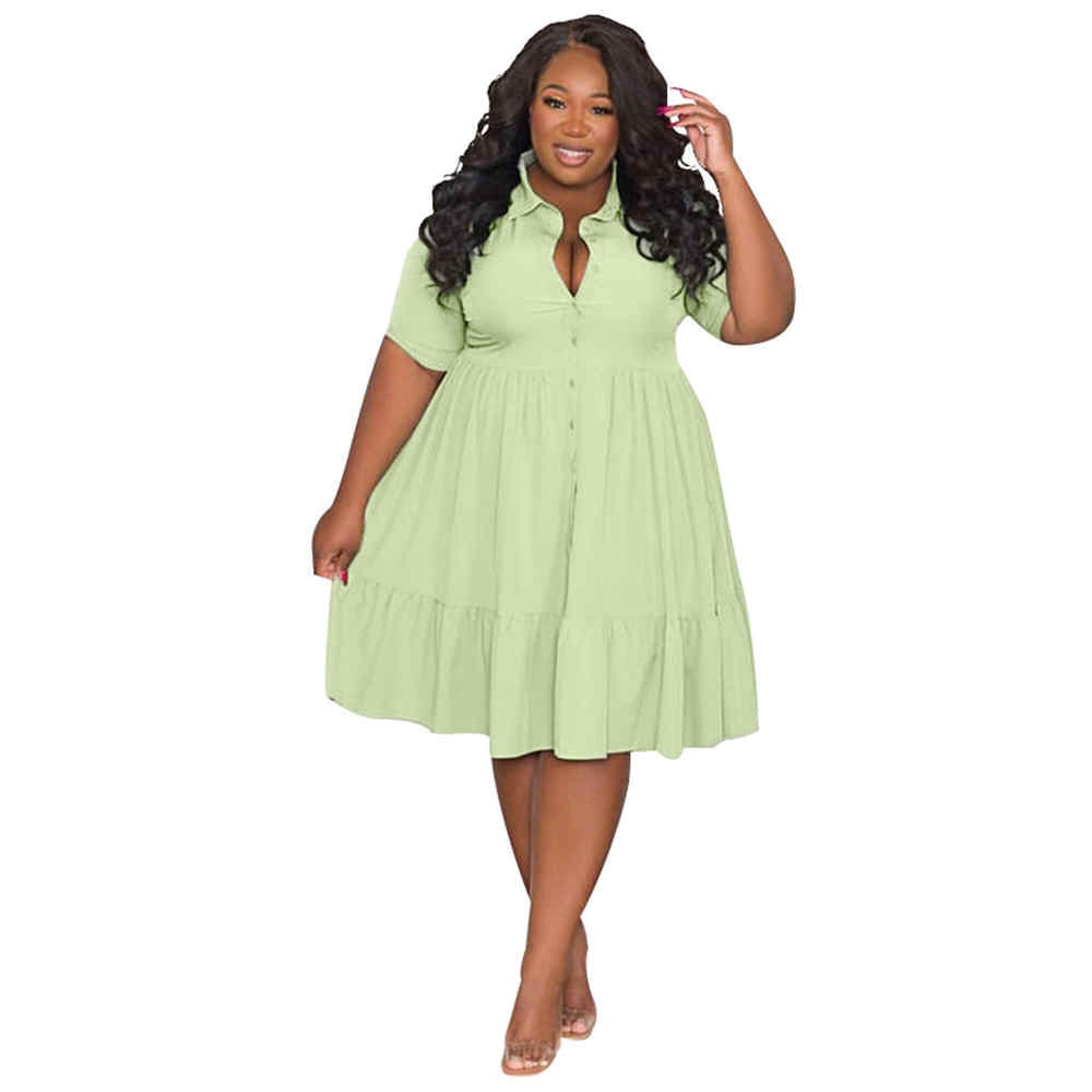 Wmstar Babydoll Solid Color Mini Dress