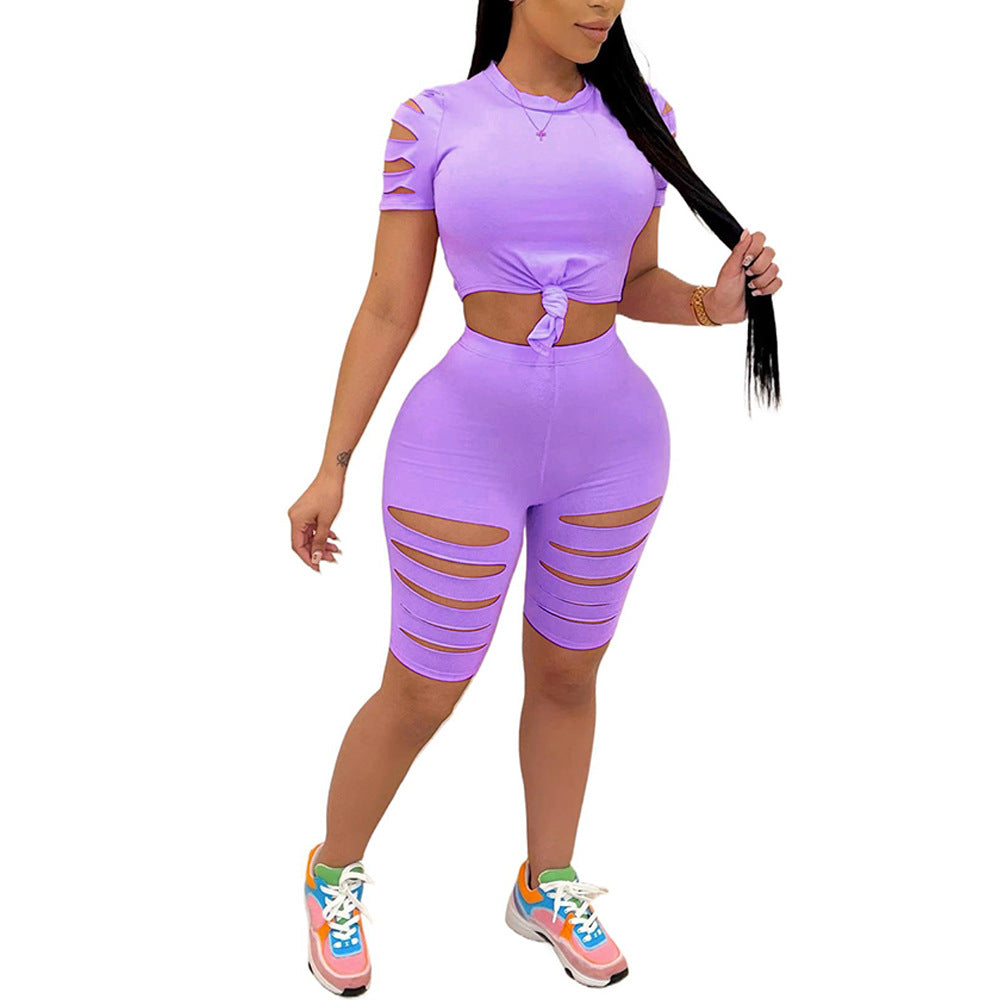 Sports Broken Hole Short Set