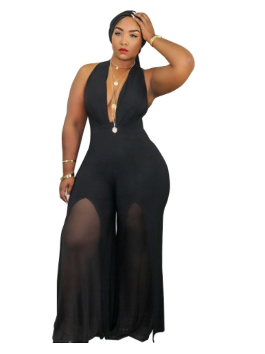 Plus Size Sleeveless Chiffon Summer Jumpsuit