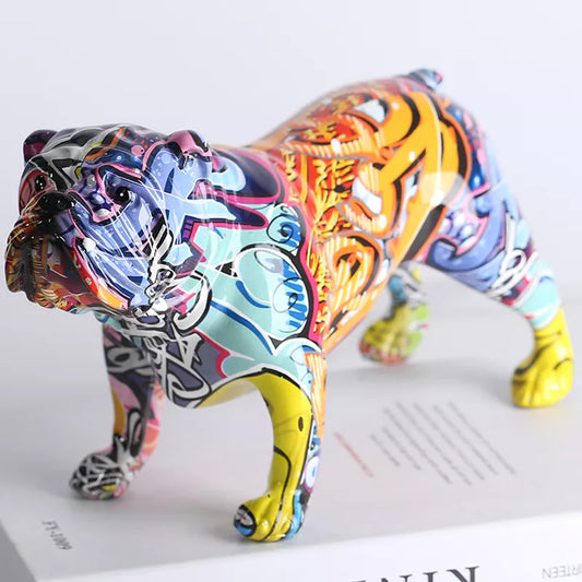 Nordic Graffiti English Bulldog Resin Statue