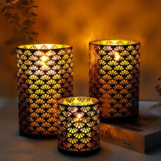 3Pcs Fan Pattern Metal Candle Holder