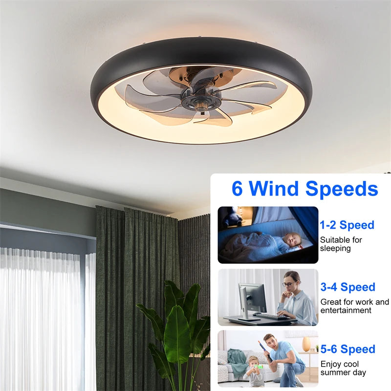 Modern Black Led Ceiling Fan w/ Remote