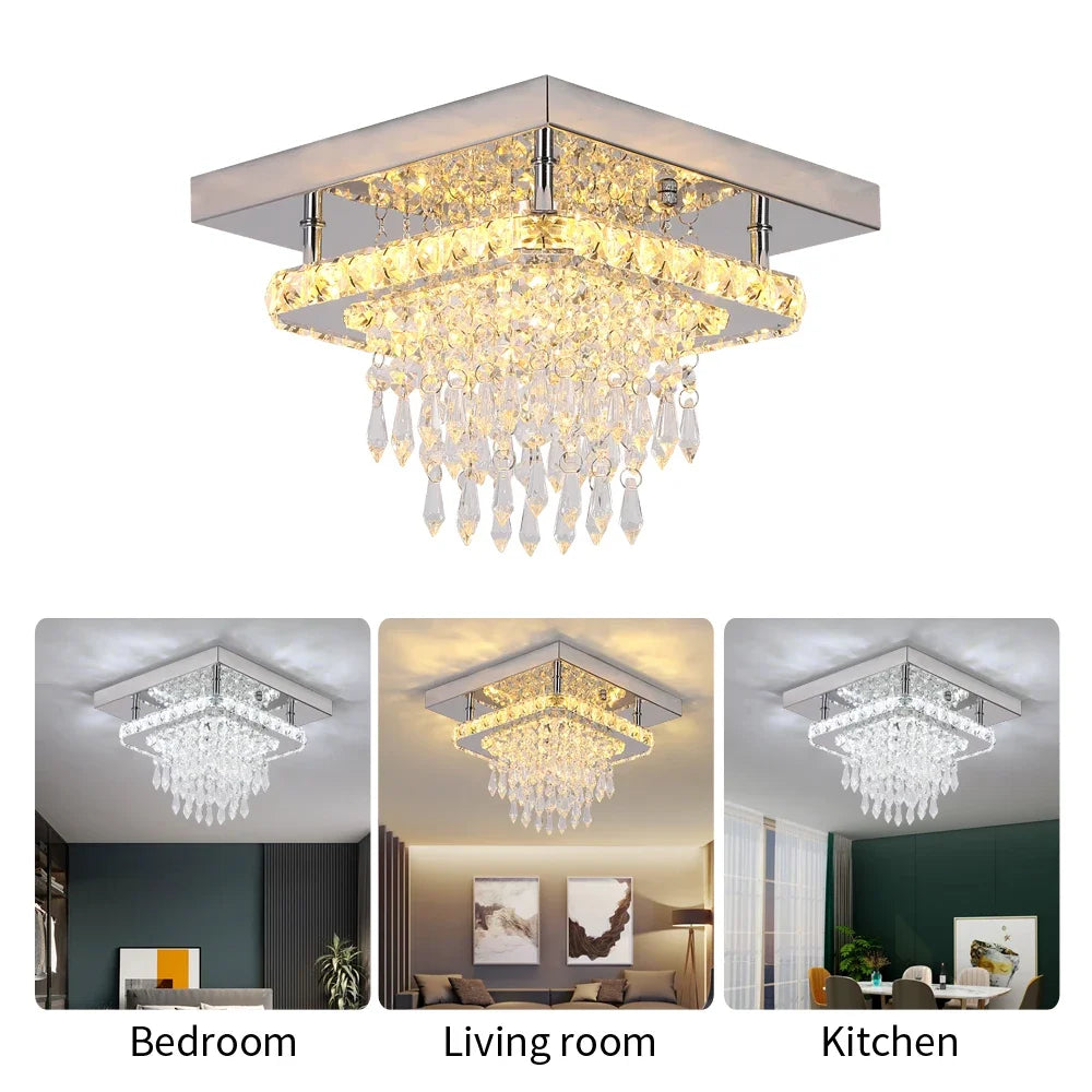 Crystal Ceiling Light Square Chandelier