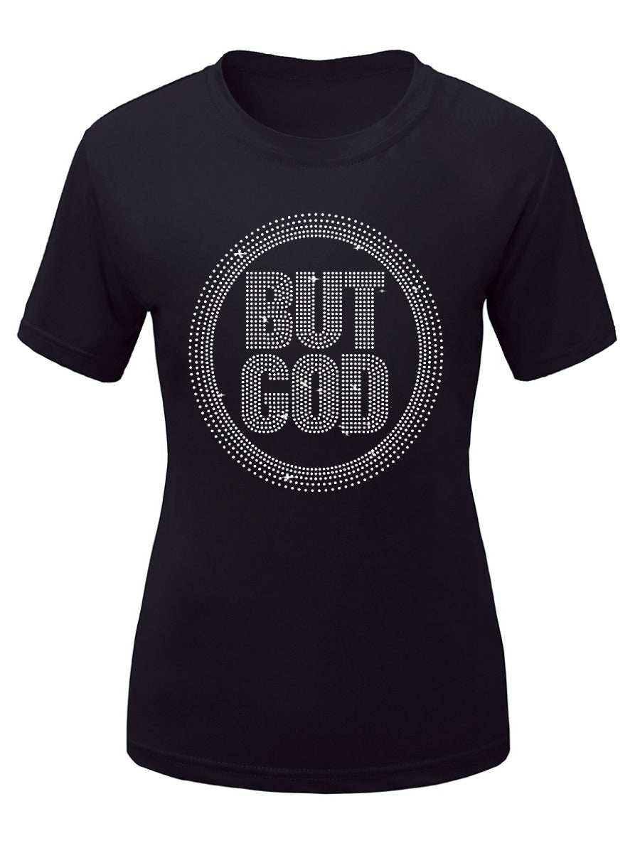 Women's "But God" - Rhinestone T-Shirt Plus Size