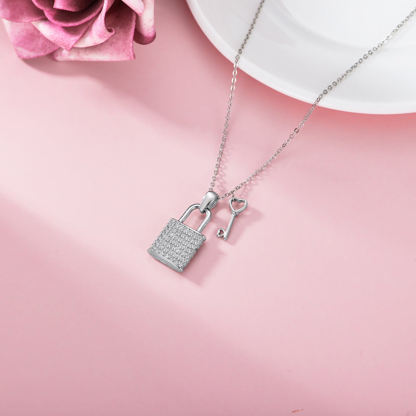 Lock and Key Sterling Silver Necklace