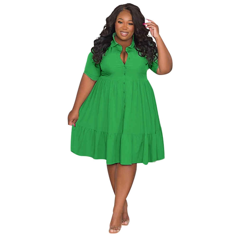 Wmstar Babydoll Solid Color Mini Dress