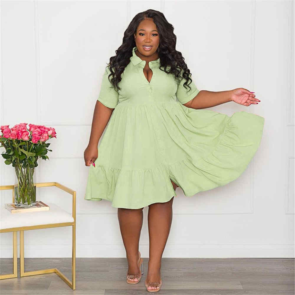 Wmstar Babydoll Solid Color Mini Dress