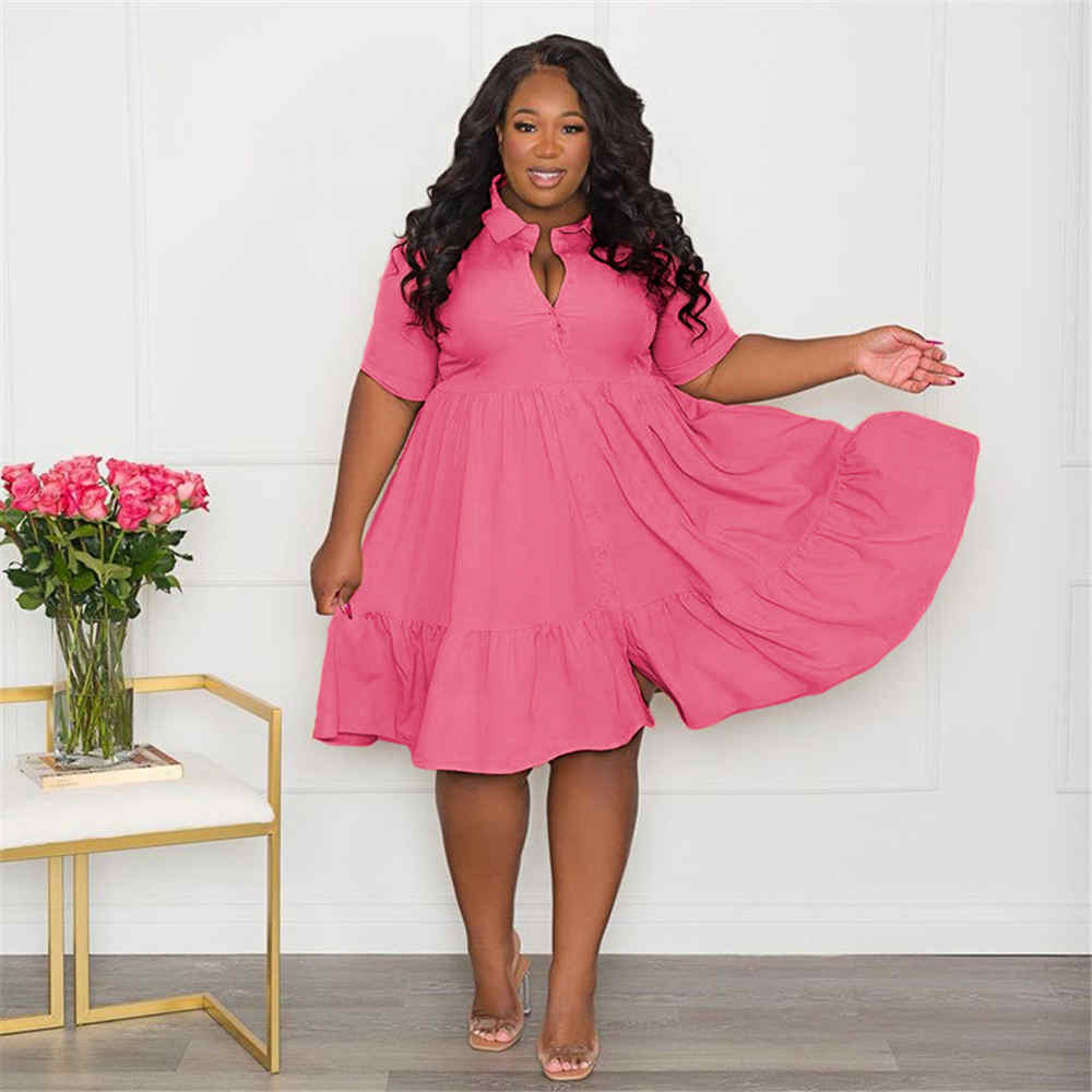 Wmstar Babydoll Solid Color Mini Dress