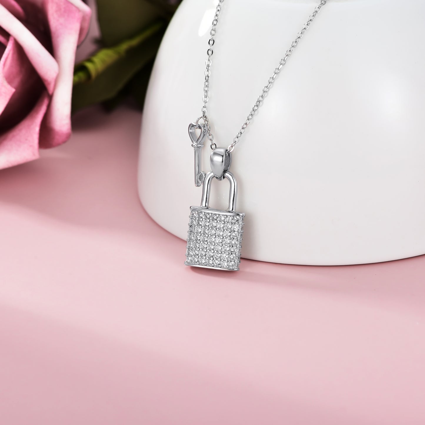Lock and Key Sterling Silver Necklace